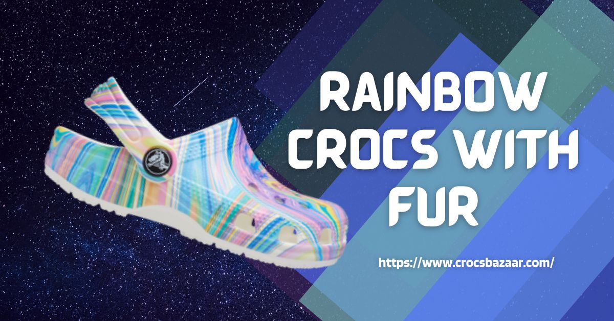 rainbow crocs with fur